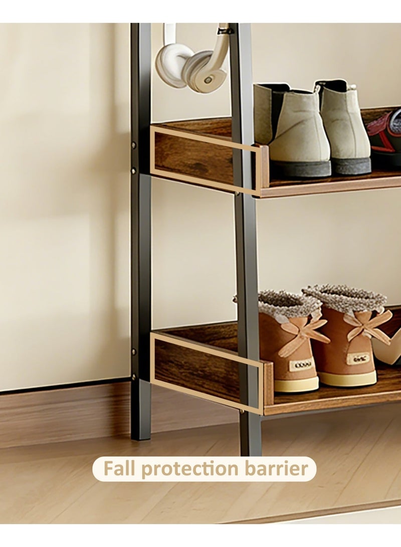 YY-ريشير رف تخزين رف كتب صناعي مكون من 5 طبقات، رف عرض من الخشب والمعدن 160 سم لغرفة المعيشة والمكتب المنزلي - Image 4